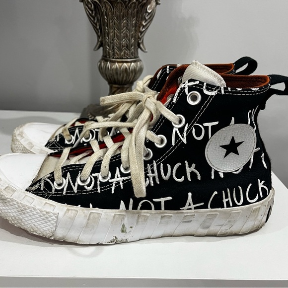 Black and White High Top Converse Sneakers - Picture 5 of 8